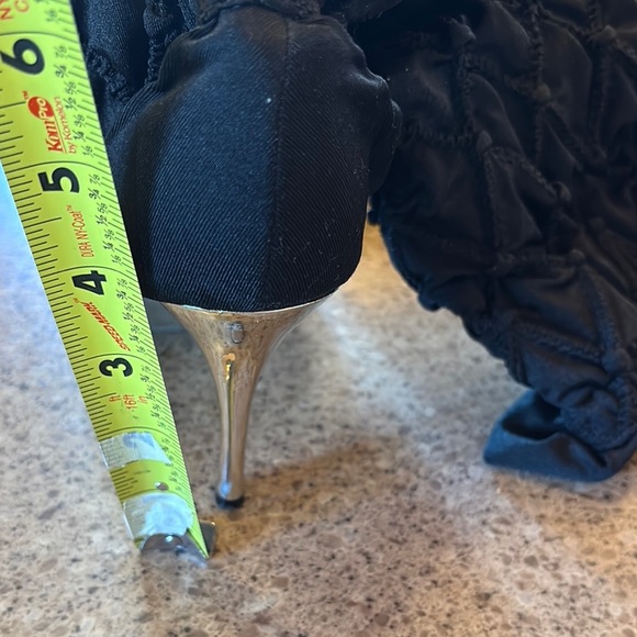 Wild Rose Black Stiletto Heeled Boots with Ruched Design - Picture 8 of 8